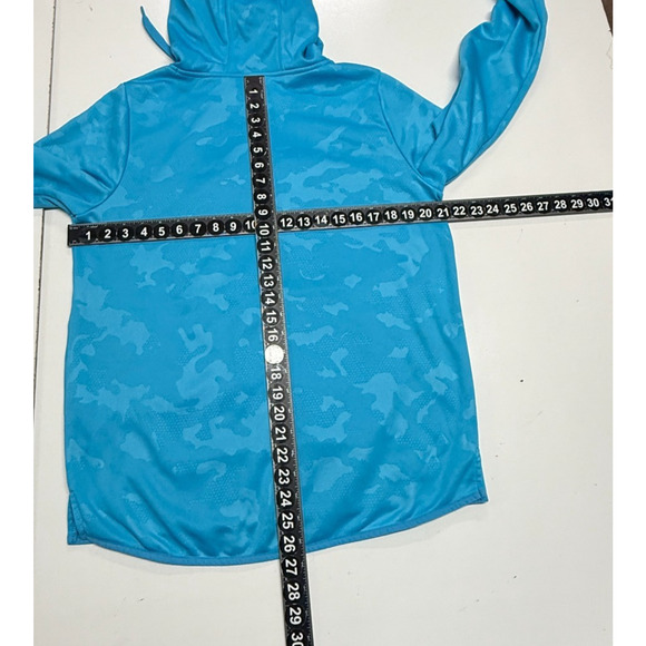 Under Armour Hoodie Womens Large Blue Chenille Shine Fleece Lined Big Logo - Picture 3 of 10